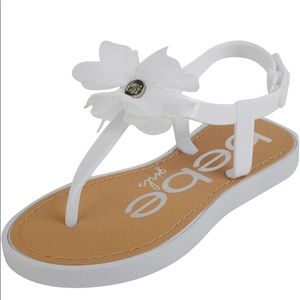 Bebe Girls' Thong Sandals with Chiffon Flowers
